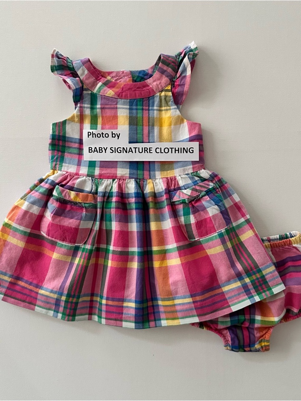 Ralph Lauren 3 Months Baby Girl Pink Multi Plaid Sundress Dress Spring Summer